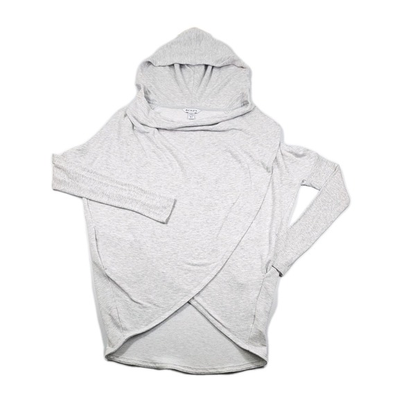 Athleta Tops - ATHLETA Purana Wrap Sweatshirt Med Hoodie Draped Pullover Modal Blend Light Gray
